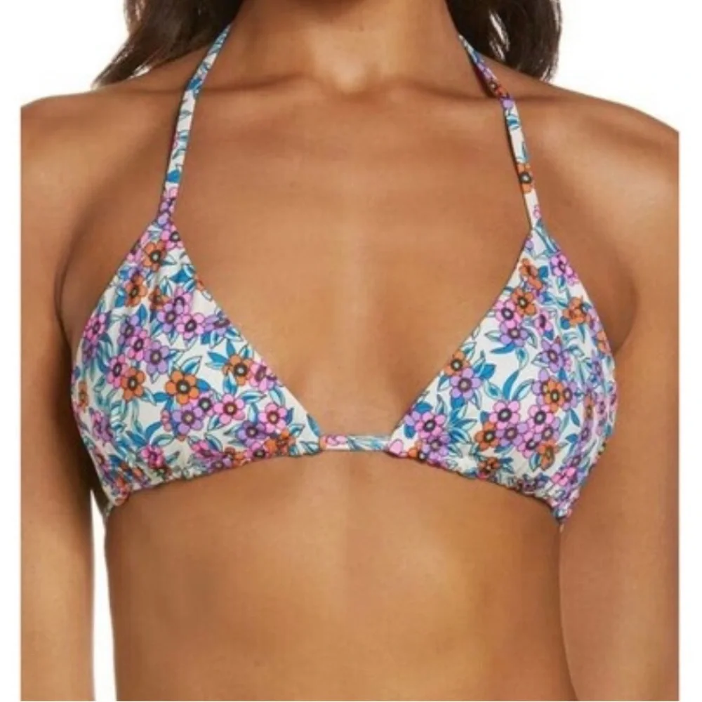 FRANKIES BIKINIS Gabe Floral Bikini Top In Flower Farm size small NWOT
